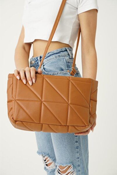 Top All BAG Taba Kadın Kapitone El Ve Omuz Çanta