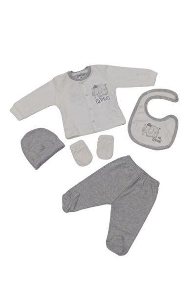 Aziz Bebe Ecru Gray 5-Piece Bodysuit Set - 5275 Model