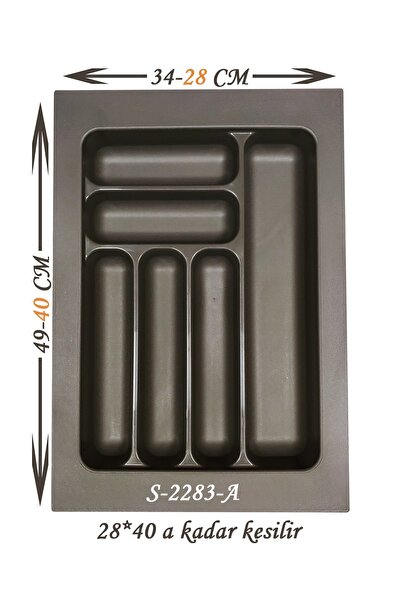 STARAX S-2283-a Çekmece Içi Plastik Kaşıklık Antrasit En:34 Cm D:49 Cm 6 Göz ...