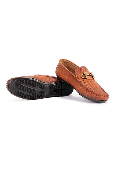 Ducavelli Verde Genuine Leather Men's Casual Shoes, Rok Loafer Shoes Tan