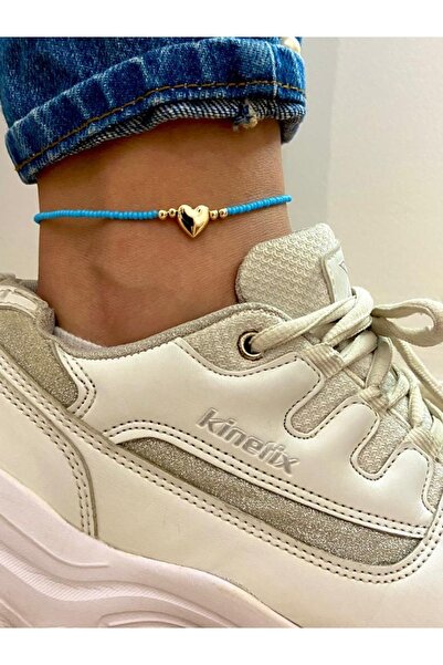 Elvin bijuteri Kalp Detay Mavi Halhal