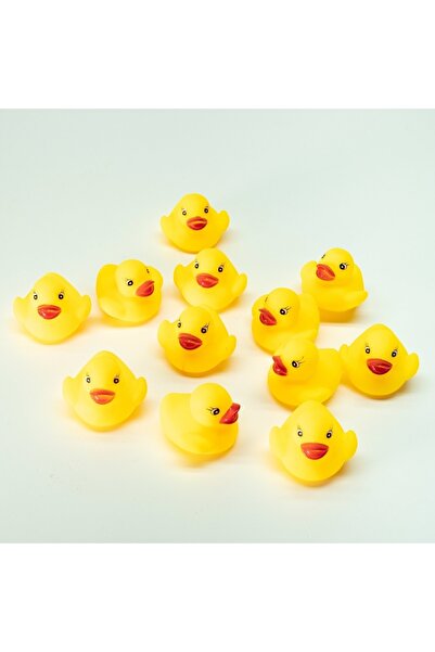 Genel Markalar 12'li Sarı Vinil Banyo Ördekleri, Eğlenceli ve Renkli Bebek Banyo Oyuncağı Seti
