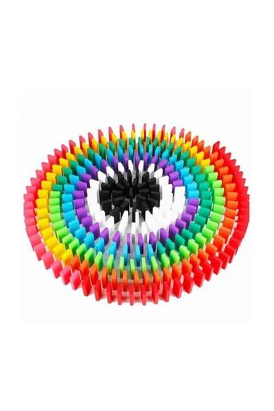 Ateş Wooden Dominoes 100 Pieces Colorful Educational Domino Game