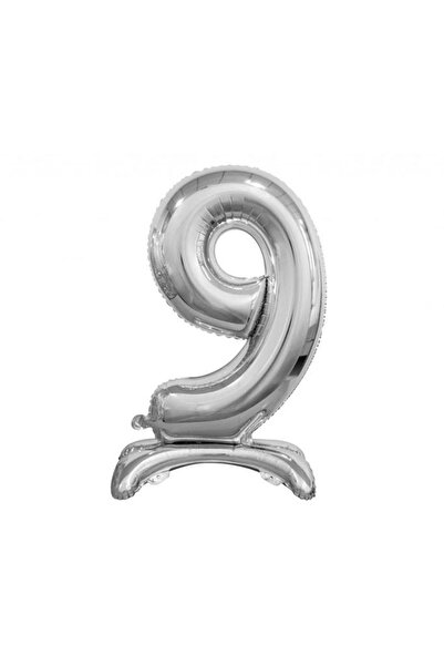 İSTOÇ PARTİ Standing Silver Color Number Foil Balloon 75 cm - 9