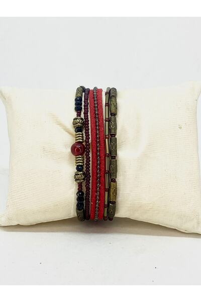 etniko Boncuklu Süet Çoklu Bileklik