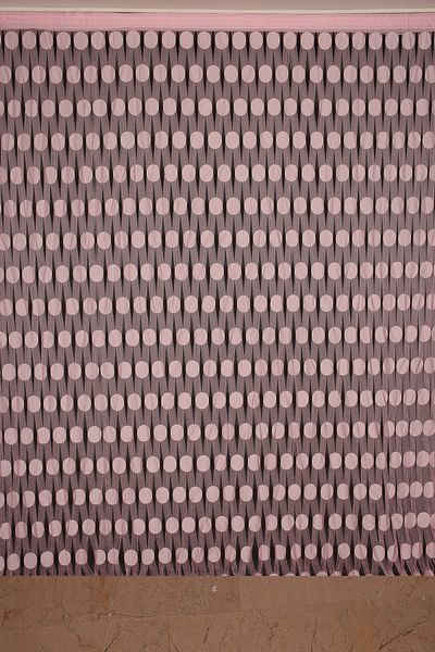AKÇA TEKSTİL Large Polka Dot Model Pink Color Rope Curtain Ready Rope Curtain 300*270