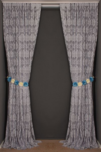 AKÇA TEKSTİL Damaks Gray Color Single Wing Ready Planted Pleated Background Curtain 300*260 Cm
