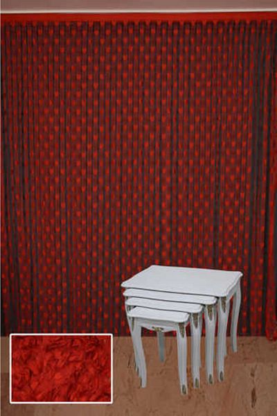 AKÇA TEKSTİL Heart Model Red Color Rope Curtain Ready Rope Curtain 300*270