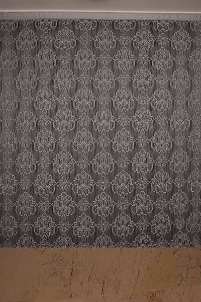 AKÇA TEKSTİL Spider Model Gray Color Rope Curtain Ready-made Buttons Sewn Rope Curtain 300*270 Cm