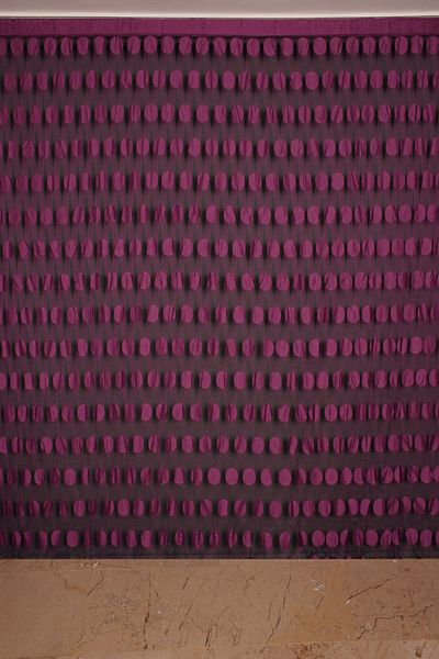 AKÇA TEKSTİL Large Polka Dot Model Purple Color Rope Curtain Ready Rope Curtain 300*270
