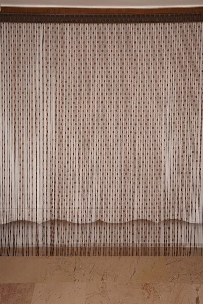 AKÇA TEKSTİL Küçük Puanlı Model Acı Kahve Renk Hazır Ip Perde 300*270 Cm