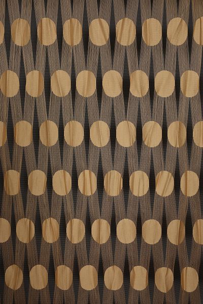 AKÇA TEKSTİL Large Polka Dot Model Gold Color Rope Curtain Ready Rope Curtain 300*270