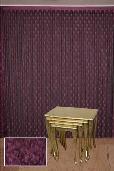 AKÇA TEKSTİL Heart Model Purple Color Rope Curtain Ready Rope Curtain 300*270