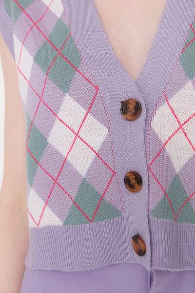 Trendyol Collection V-Neck Lilac Knitwear Crop Vest - TWOAW22BZ0047