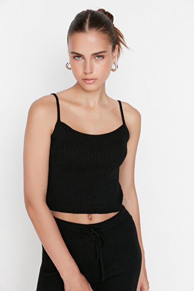 Trendyol Collection Fekete Wicked blúz Kardigán nadrág Kötött felső és alsó készlet TWOAW22AU0006