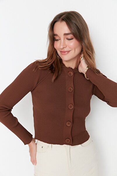 Trendyol Collection Brown Basic Knitwear Cardigan TWOAW23HI00072