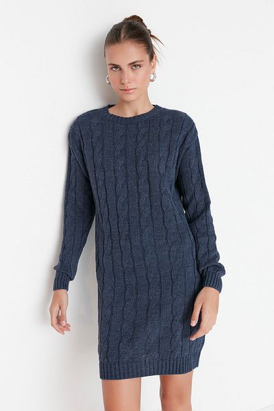 Trendyol Collection Sötétkék kötött részletes kötött ruha