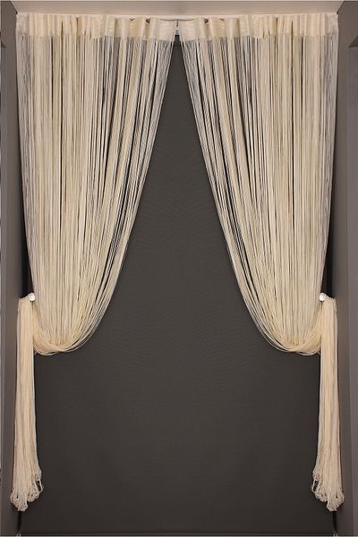 AKÇA TEKSTİL Plain Rope Model Cream Color Ready Rope Curtain 300*270