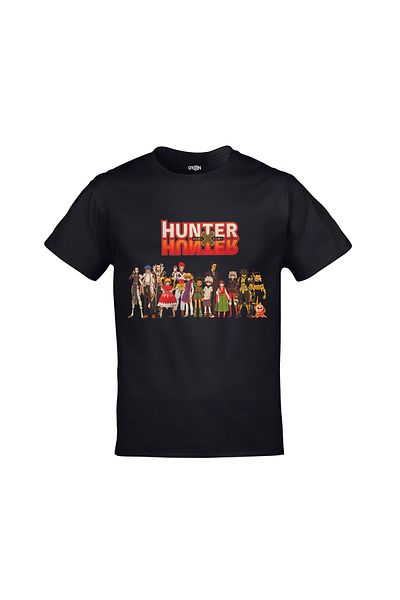Orijin Tekstil Hunter X Hunter Characters Printed Unisex Black T-shirt