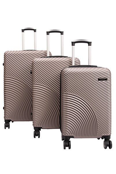 Moda Çanta Moda Mv-10 Bej Abs Plastik Valiz Seti