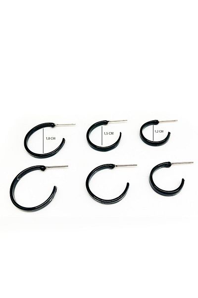 EUROMODA 6-Piece Hoop Earring Set with Black Color Quality Unisex 6-Piece Hoop Earrings