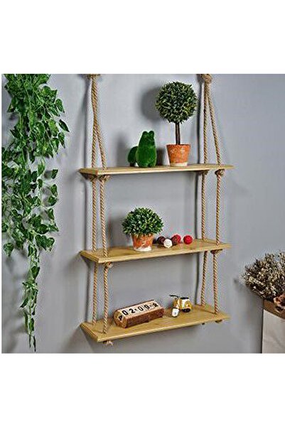 DESİNGSTORE Raf Dekoratif Halat Ahşap Modern