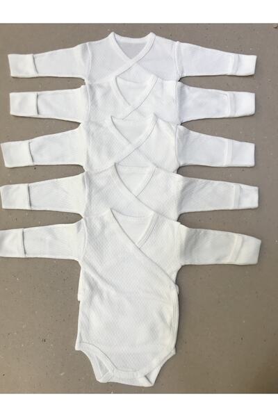 bebedino كم طويل، قفازات، مثبتات كبس، لون كريمي، بادي مزدوج الصدر (عبوة من 5)