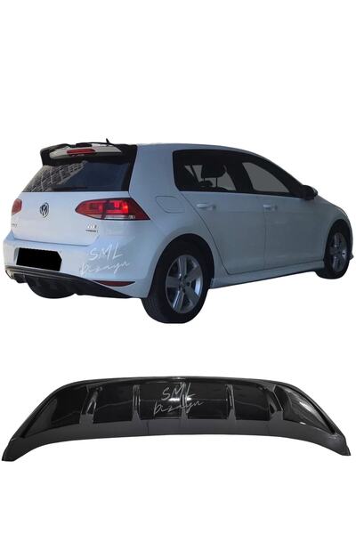 SML Dizayn Volkswagen Golf 7 Style Difüzör Plastik Golf 7 Arka-tampon-ek-difizör Piano Black