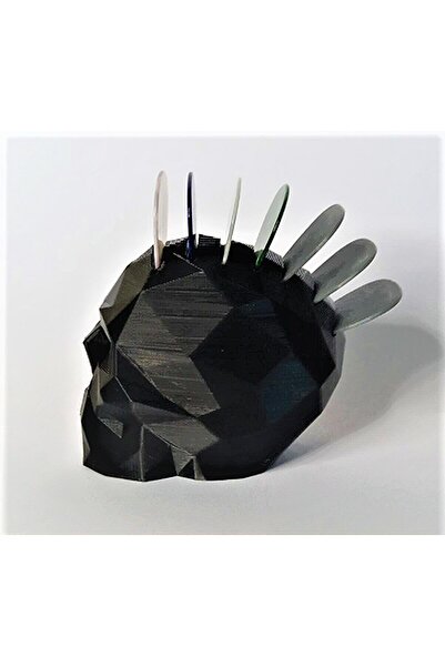 stdeta حامل بليت بتصميم جمجمة مزخرف باللون الأسود