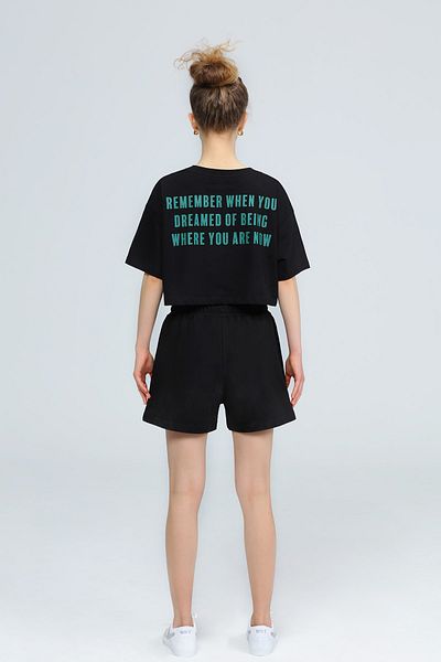 Wear Three Points Black Weekend Crop T-shirt