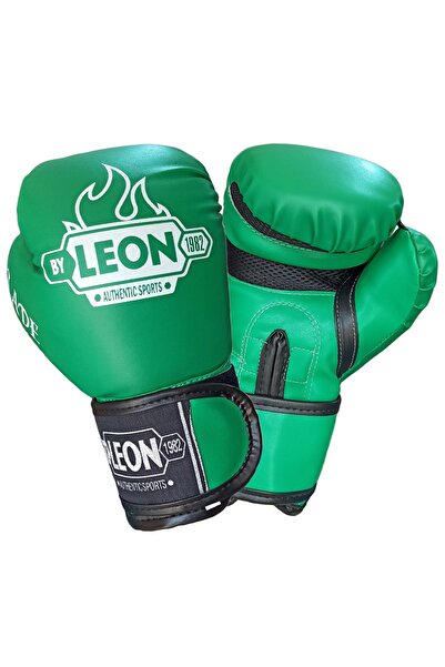 By Leon 1982 Yeşil Leon  Training Boks, Kick Boks Ve Muay Thai Eldiveni Yeşil Suni Deri