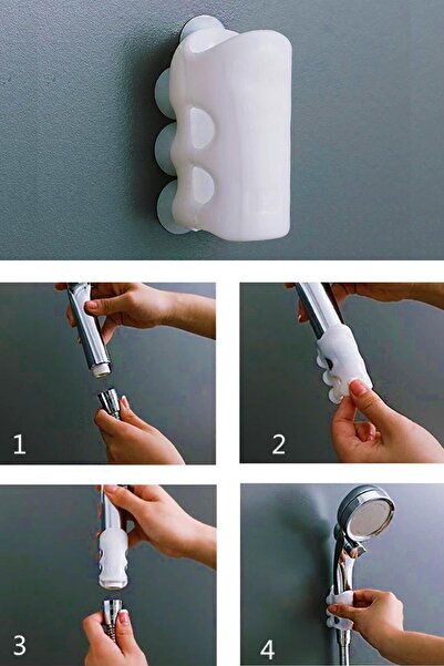Neler Geldi Neler Silikon Vantuzlu Duş Başlığı Askısı Duş Ahize Tututcu Vidasız 7 Vantuzlu Tutucu