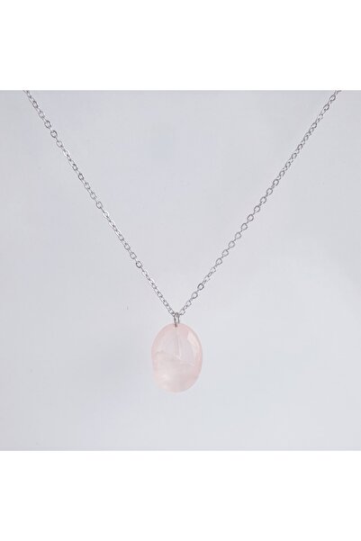MAGRİB Kararmaz Zincirli Pembe Kuvars Doğal Taş Kolye