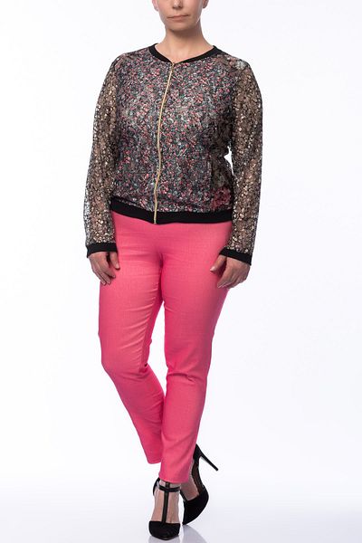 Şans Women's Plus Size Pink Stretch Trousers 65n33115