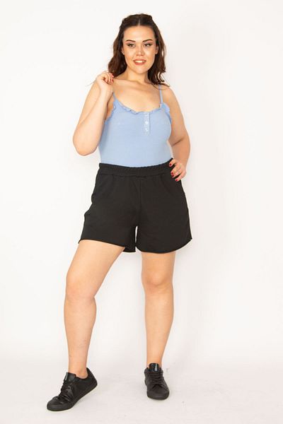 Şans Plus Size Shorts & Bermuda - Black - Normal Waist