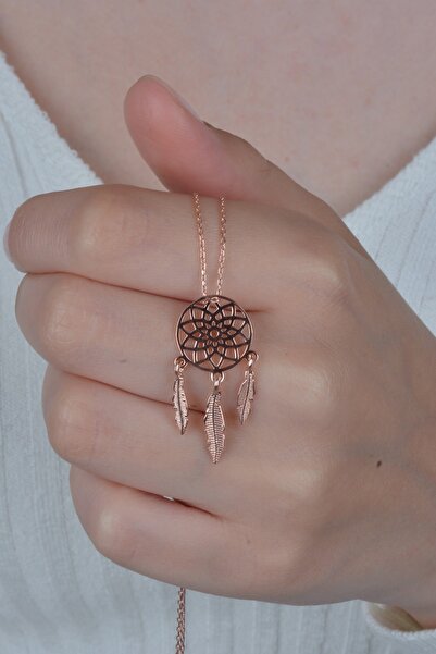 ESSARE 925 Ayar Gümüş Tüy Motifli Yaşam Çiçeği Kolye