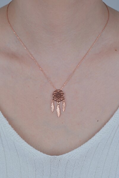 ESSARE 925 Ayar Gümüş Tüy Motifli Yaşam Çiçeği Kolye