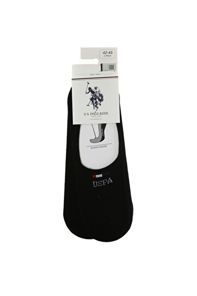 U.S. Polo Assn. Μαύρες κάλτσες μπαλαρίνας 2 τεμαχίων με υποστήριξη σιλικόνης