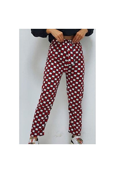 Bkmc Yuvarlak Desenli Pijama Altı Kırmızı ( (hera))