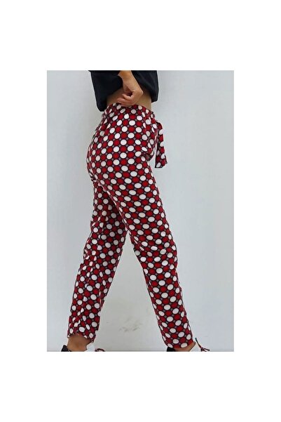 Bkmc Yuvarlak Desenli Pijama Altı Kırmızı ( (hera))