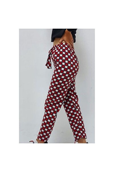 Bkmc Yuvarlak Desenli Pijama Altı Kırmızı ( (hera))