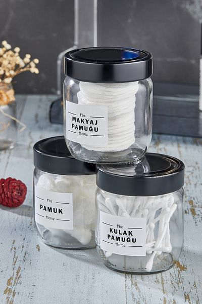 FBZhome Set of 3 Decorative Glass Ear Cotton & Cotton & Makeup Cotton Organizer 425 Ml
