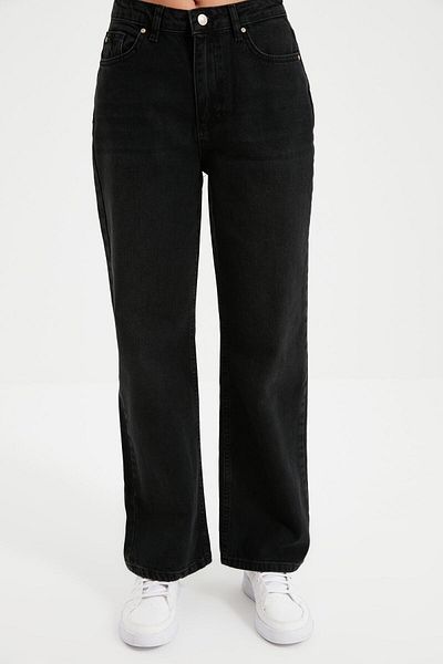 Livik Women's Black High Waist Wide Leg Jeans
