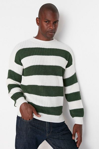 Trendyol Collection Grüner Oversize-Strickpullover mit Rundhalsausschnitt – TMNAW23KZ00106