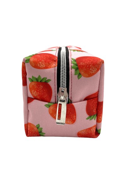 Differ Studio Studio Strawberry Patterned Pink Waterproof Large Pencil Case/Makeup/Cosmetic/Travel/Handbag