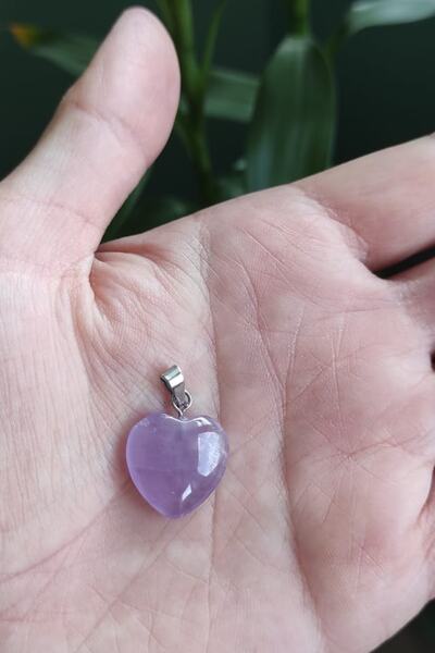 Natural Jewelleryy Kadın Ametist Doğaltaş Kalp Kolye Ucu
