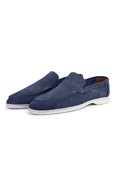 Ducavelli Facile Suede Γνήσιο Δέρμα Ανδρικά Παπούτσια Loafer Παπούτσια Navy Blue