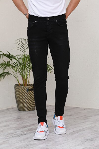 Jeanblack Μαύρο ανδρικό τζιν Skinny Fit Jeans Lycra στενά νύχια