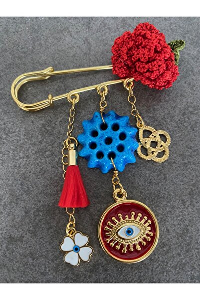 tasarımhikayecisi Yıldız Süryani Boncuklu Mine Gözlü Yaka Iğnesi