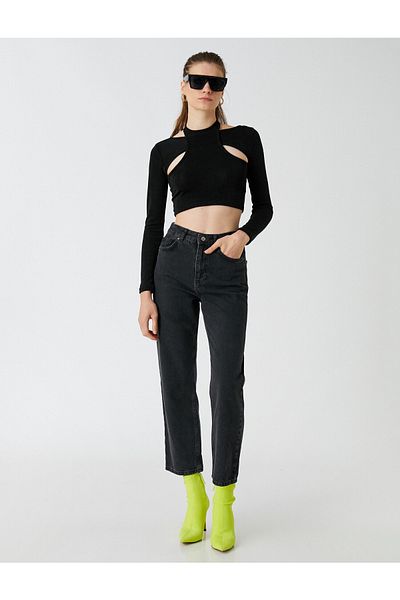 Koton High Waist Straight Crop Leg Jeans - Eve Jean